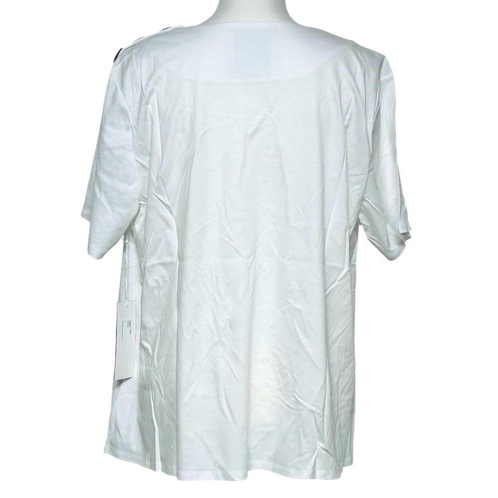 Pari Passu White Elevated Cotton Tee Plus Size 18 Minimalist Boxy Top - Picture 5 of 9